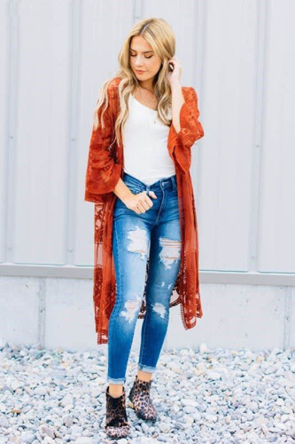 Lace Mesh Embroidered Beach Cardigan
