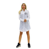 Fashion Simple Embroidered Letter Long Sleeve Shirt Dress
