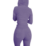 Autumn Winter Double-sided Fleece Vest Hooded Three Piece Set