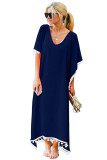 Summer V Neck Tassel Chiffon Beach Maxi Dress