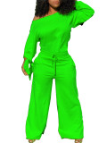 Solid Color Loose Cotton Sweatshirt Jumpsuit