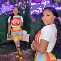 2023 Fashion Printed Short Sleeve Two Piece Set
