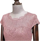 Casual Round Neck Lace Chiffon Swing Dresses