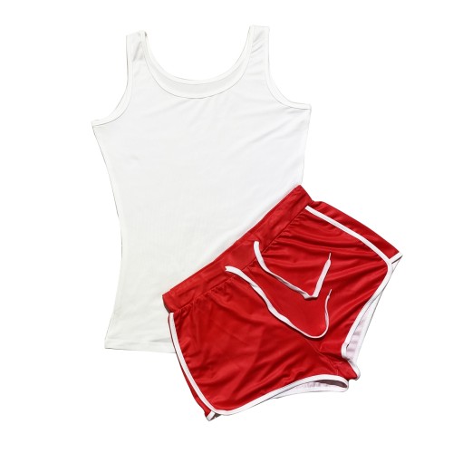 Sexy Solid Color Tank Top Shorts Set Yoga Outfits