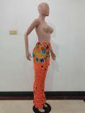 Casual Pleated Splash Ink Micro Horn Pants with Pocket