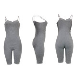 Solid Color Straps Zip Romper