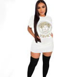Fashion Solid Color Short Sleeve Bronzing Bodycon Dresses