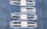 Blue Ripped Cut Out Cold Shoulder Denim Coat