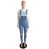 Women Ripped Jeans Suspender Sexy Spaghetti Strap Blue Bodycon Causal Overalls Jumpsuit
