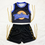 Two-Piece Double-sided Pattern Printed Sleeveless Bandage Shorts Set