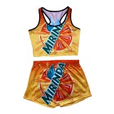 Sexy Graphic Print Yoga Tank Top Shorts Set