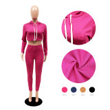 Ladies Leisure Sweatsuit Hooded Pit Sport Autumn Women Two Piece Pants Set