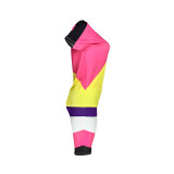 Geometric Stripes Contrast Color Sports 2 Piece Set