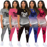 Casual Gradient Letter Sports Pant Set