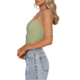 Fashion Pleated Cutout Camisole Top