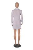 Solid Color Sexy See Through Single-breasted Lapel Slits Chiffon Shirt