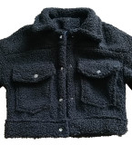 Fluffy Button Long Sleeve Jacket