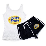Sexy Graphic Print Vest Shorts Yoga Pants Suit