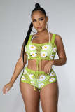 Summer Beach Women 2 Piece Set Knitted Crochet Crop Top + Shorts