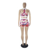 Sexy Graphic Print Yoga Tank Top Shorts Set