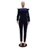 Casual Ribbon Fungus Shoulder Sports 2 Pcs Outfits