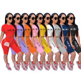 Sexy Backless Lace Up Printed Short Sleeve Shorts Set For Nightclub