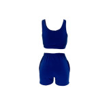 Casual Sports Double Vest and Shorts with Pocket