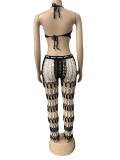 Summer Sexy Hollow Perspective Linen Beach Fishnet Two Pieces