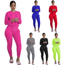 Winter Womens 2 Two Piece Sets Tracksuit Long Sleeve Top Pants Suits Matching Sets