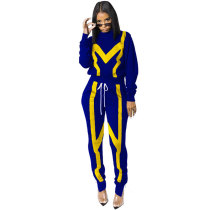 Casual Stitching Zipper Sport Pant Set