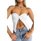 Solid Kink Bandeau Sexy Strapless Top