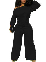 Solid Color Loose Cotton Sweatshirt Jumpsuit