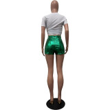 Sexy Slim Metallic PU Shorts