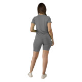 Solid Color Cotton Basic Shirt and Tight Shorts