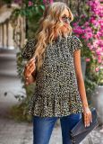 Casual Fashion Floral Pattern Print Ruffle Sleeve Top