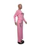 Women's Letter Print Long Sleeve Sweatshirt Casual Set For Women with Pockets