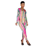 Casual Printed Turndown Neck Long Sleeve Shirt Trousers Homewear Casual Set