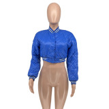 Casual Baseball Clothes Solid Color Bomber Padded Jacket