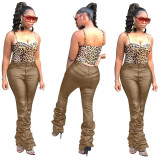 PU Leather Pile Pants