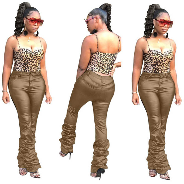 PU Leather Pile Pants