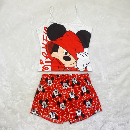 Casual Straps Graphic Print Shorts Suit Yoga Short Set