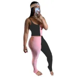 Colorblock Straps Crop Top and Stacked Trousers