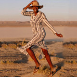 Casual Cotton Striped Robe Beach Dress