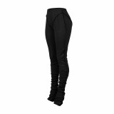 Solid Black Tight Stacked Pants
