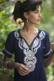 V Neck Cotton Embroidered Beach Dress