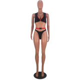 Lace-up Triangle Split Swimsuit