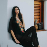 Chiffon Embroidered Beach Coverup Robe
