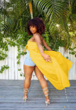 Yellow Sexy Straps Solid Heart Throb Top