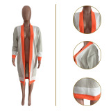 Solid Color Manual Knitting Sweater Outwears Cozy Color Block Women Cardigan