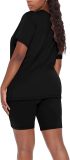 Fashion Solid Color V Neck Short Sleeve Shorts Set